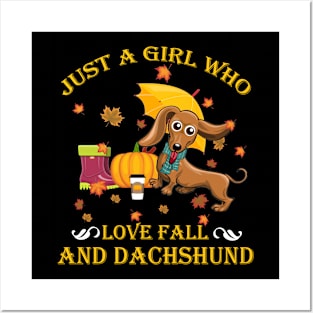 Womens Lovely Dachshund in fall, funny dog lover Posters and Art